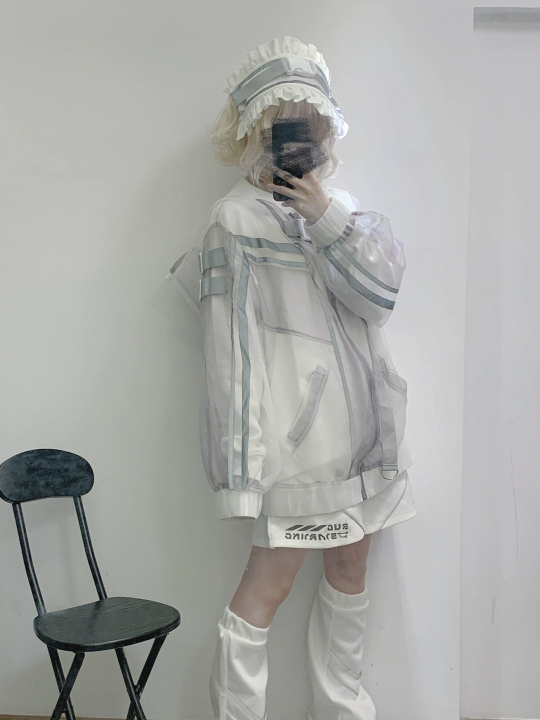 Subculture Organza Coat with Leg Warmers, Reflective Trim 45559:854215
