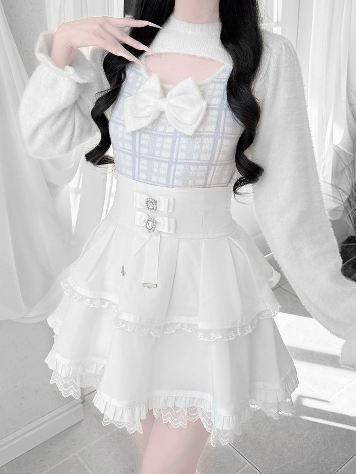 Jirai Kei Chest Cut-Out Sweater, Faux Mink Plush 44155:797196