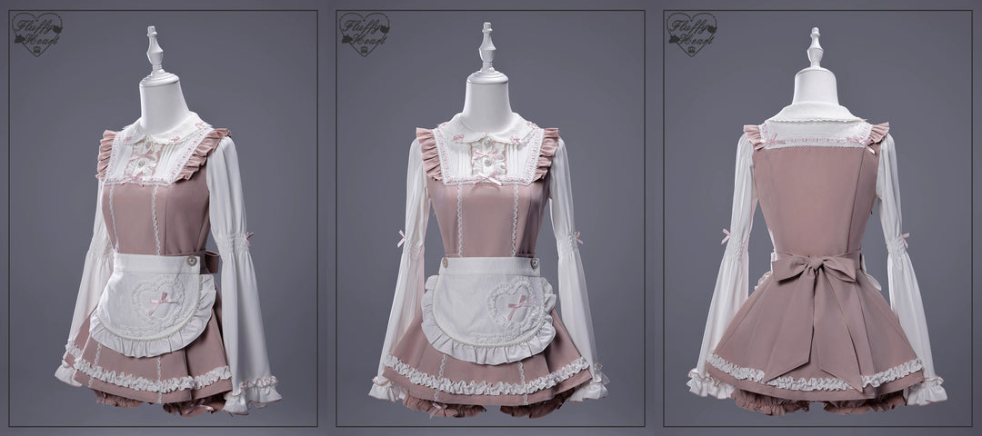 【Fluffy Heart】橱窗人偶日系女仆感可拆卸围裙萌系套装 现货 44119:796741