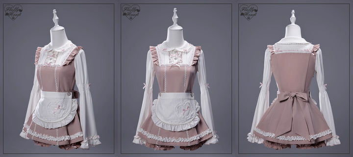 【Fluffy Heart】橱窗人偶日系女仆感可拆卸围裙萌系套装 现货 44119:796741