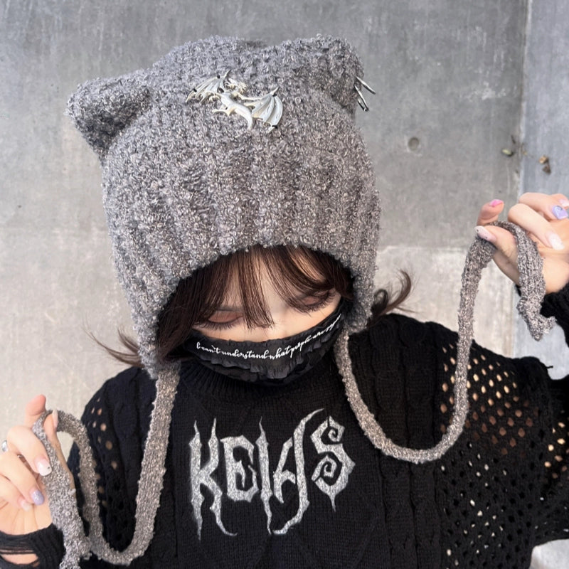 Y2K Winter Hat Japanese Style Knitted Cat Ear Hat 39486:635004