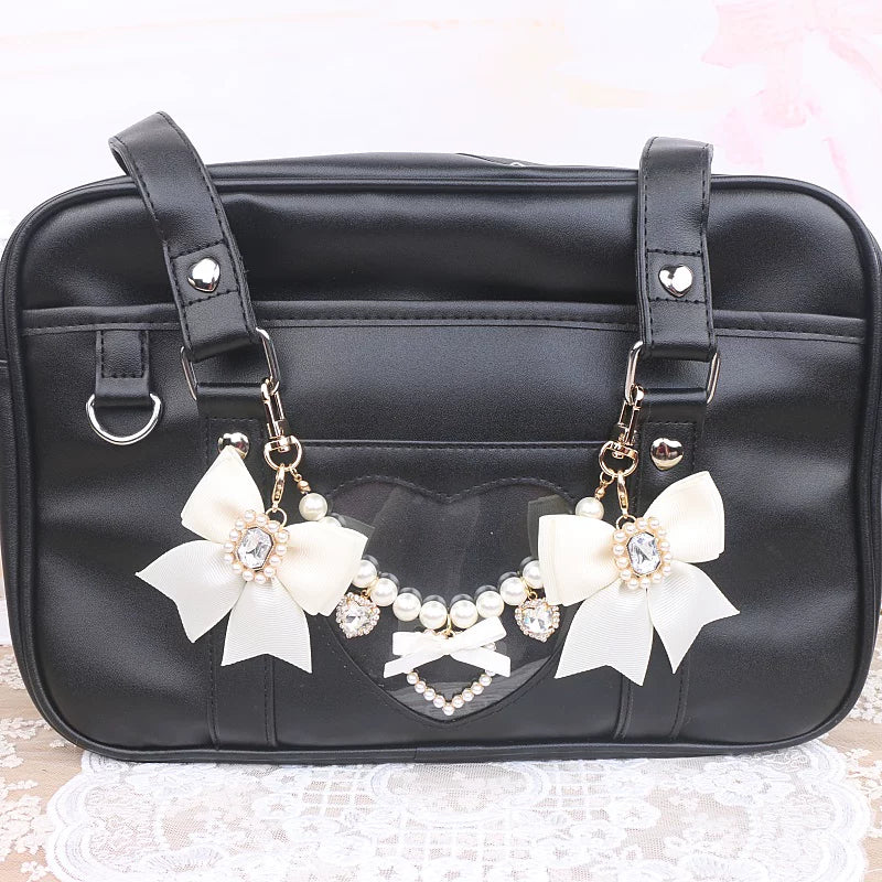 Ryousangata Bag Chain & Bow Charm, Heart-Shaped Rhinestone 45075:839492