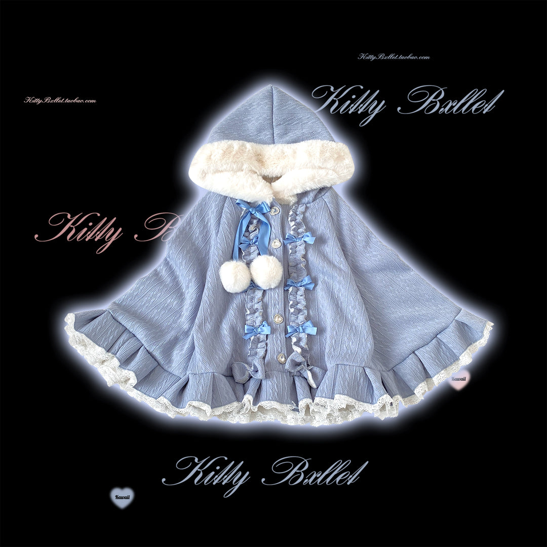 Sweet Style Winter Hooded Cape, Heart Rhinestone 42542:744637