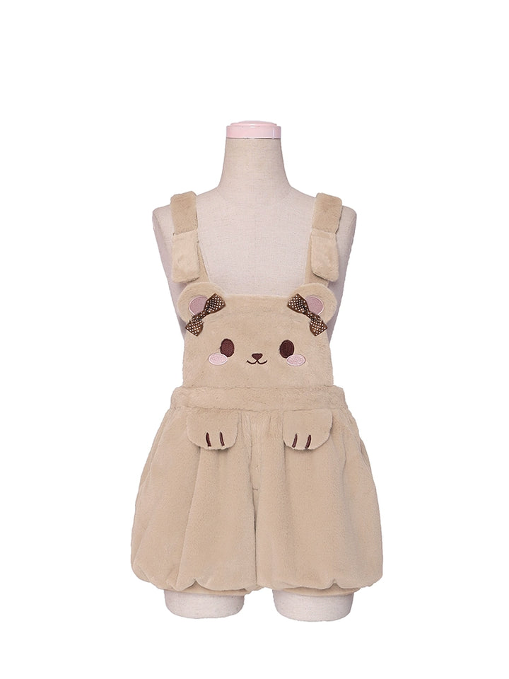 Kawaii Fashion Fluffy Bunny Bear Overalls Hoodie Bear Bag (M S) 22628:333414