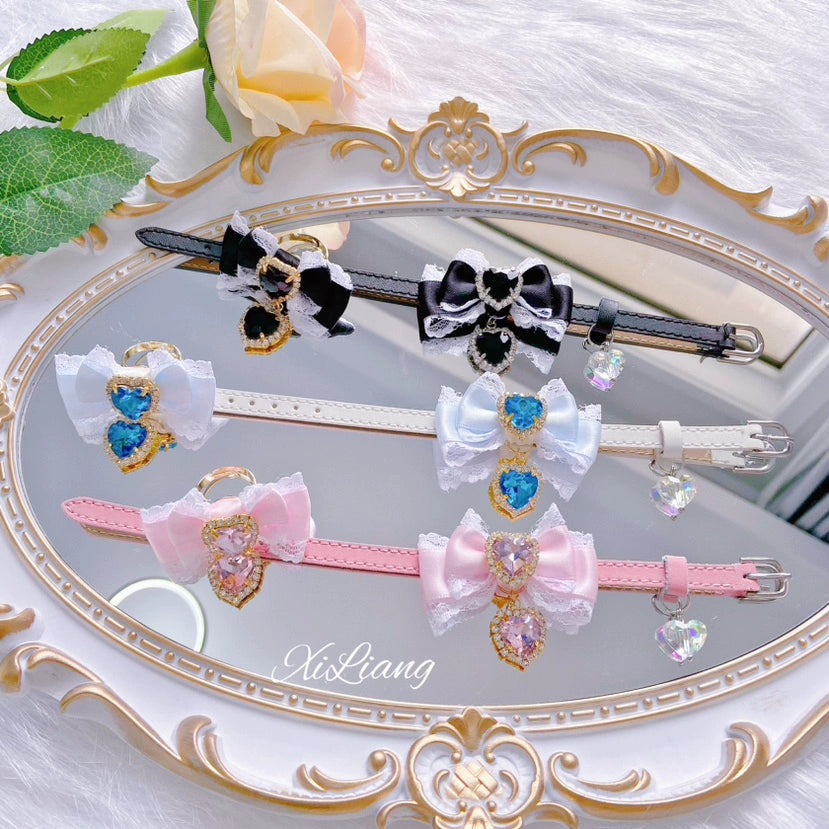 Jirai Kei Handmade Bow Leather Wristband Bracelet Ring Multicolor 28902:327140