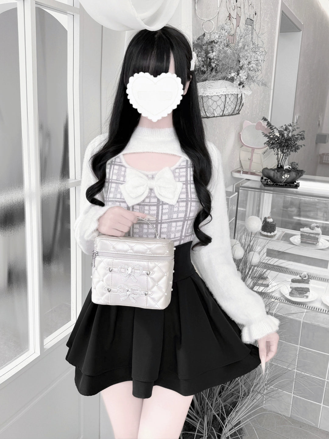 Jirai Kei Chest Cut-Out Sweater, Faux Mink Plush 44155:797201