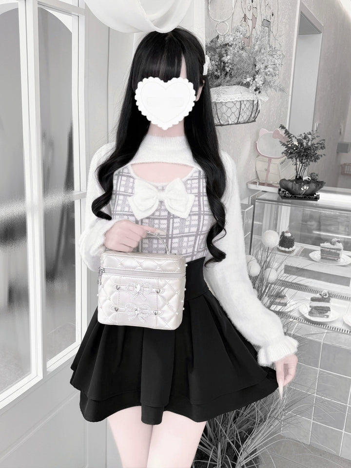 Jirai Kei Chest Cut-Out Sweater, Faux Mink Plush 44155:797201