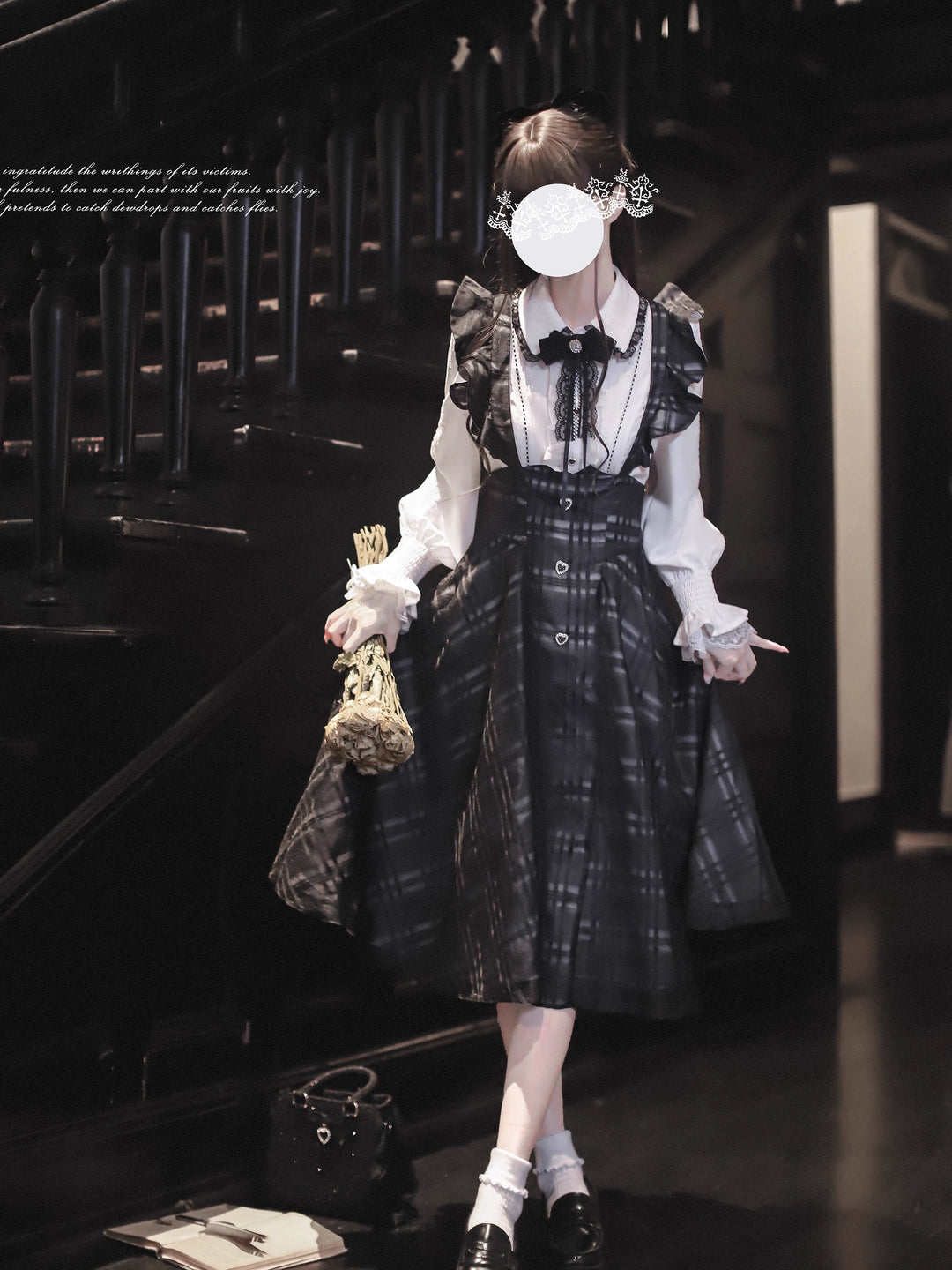 Two-piece Seiso Kei Suspender Skirt Outfit 43883:789502