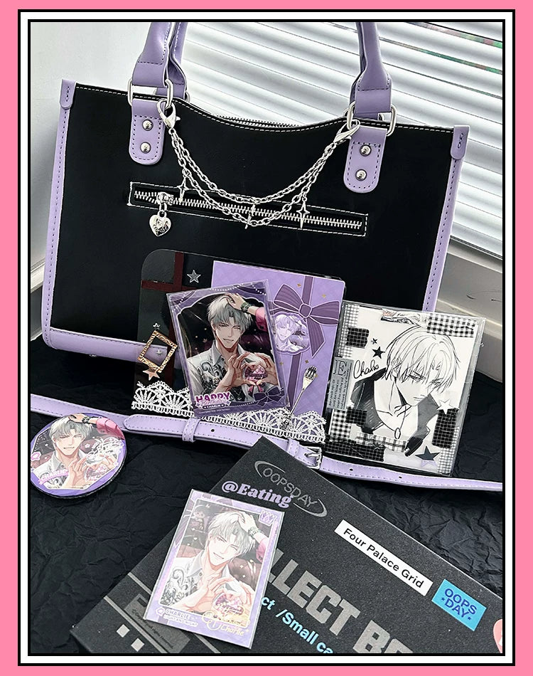 Y2K Square Shaped Ita Bag, Clear Window & Star Chain 45418:848183