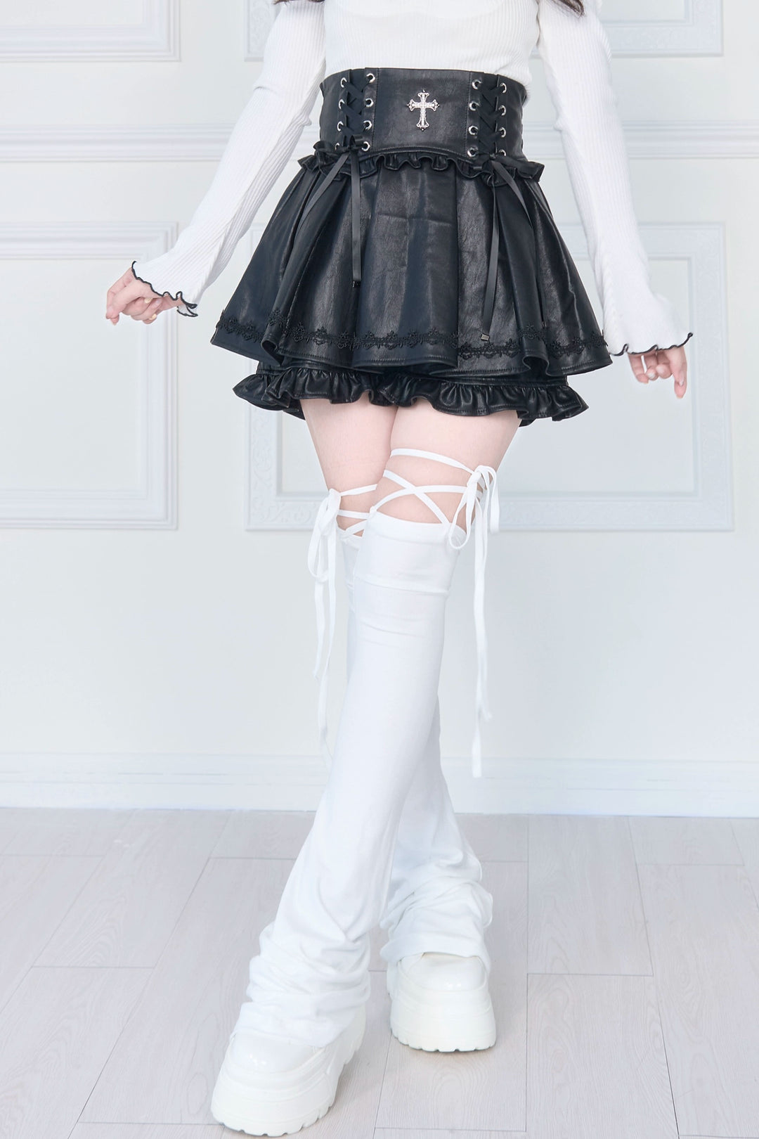 Solid Subculture Leg Warmers, Lace-Up 43808:786716