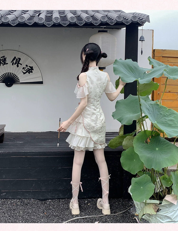 Spicy Girl Chinese Cheongsam Black White Dress 29526:350466
