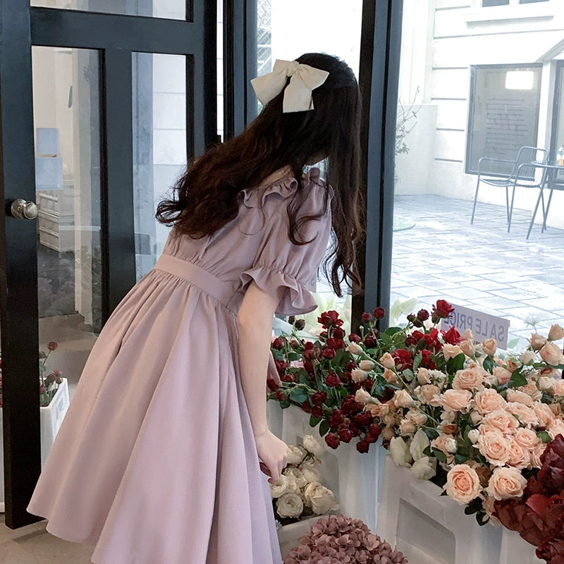 Elegant Lolita Dress Purple Lolita Dress Puff Sleeve Dress 36412:564126