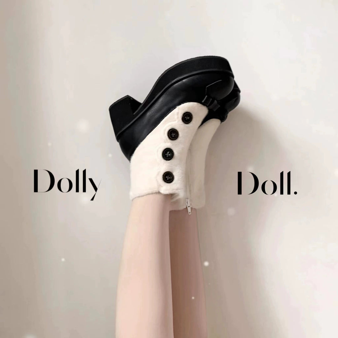 Lolita Boots Sock Mary Jane Shoes Low Heel Shoes Black Brown 32654:408030 32654:408030