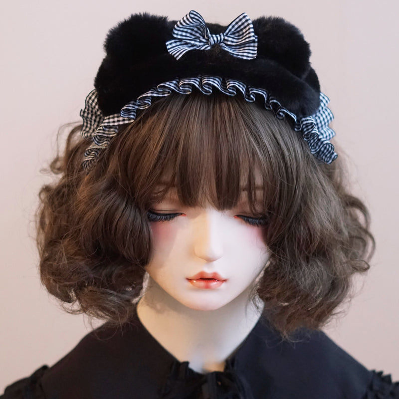 Lolita Headwear Handmade Cat Ears Hairband Black White Bow (10) 28946:332768 (10) 28946:332768