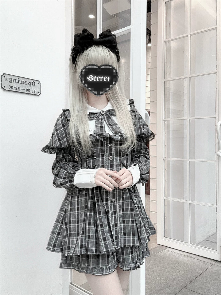 Jirai Kei Cape Design Dress and Pocketed Shorts Set 44526:811470