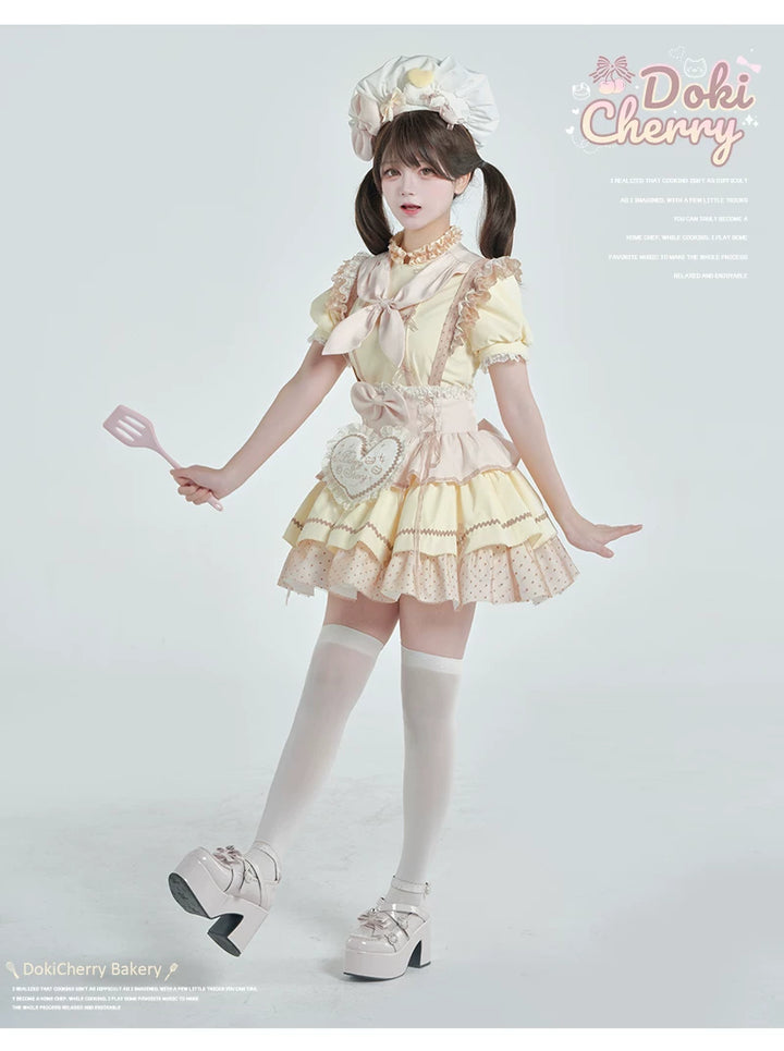 Kawaii Lolita Baker-Inspired Blouse, Suspender Skirt 44466:809156