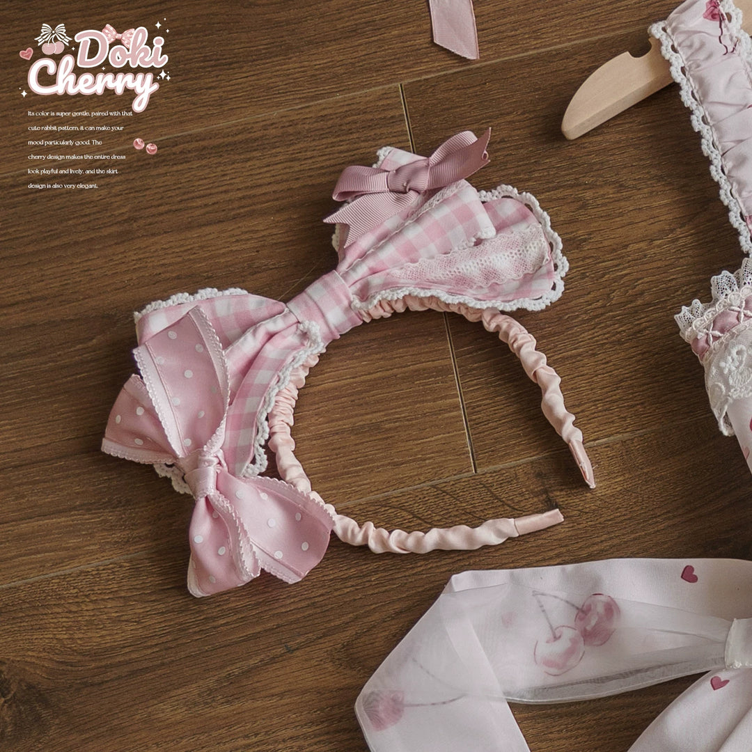 Kawaii Lolita Skirt Set, Bunny and Cherry Print (M) / L M S XL) 45163:838073