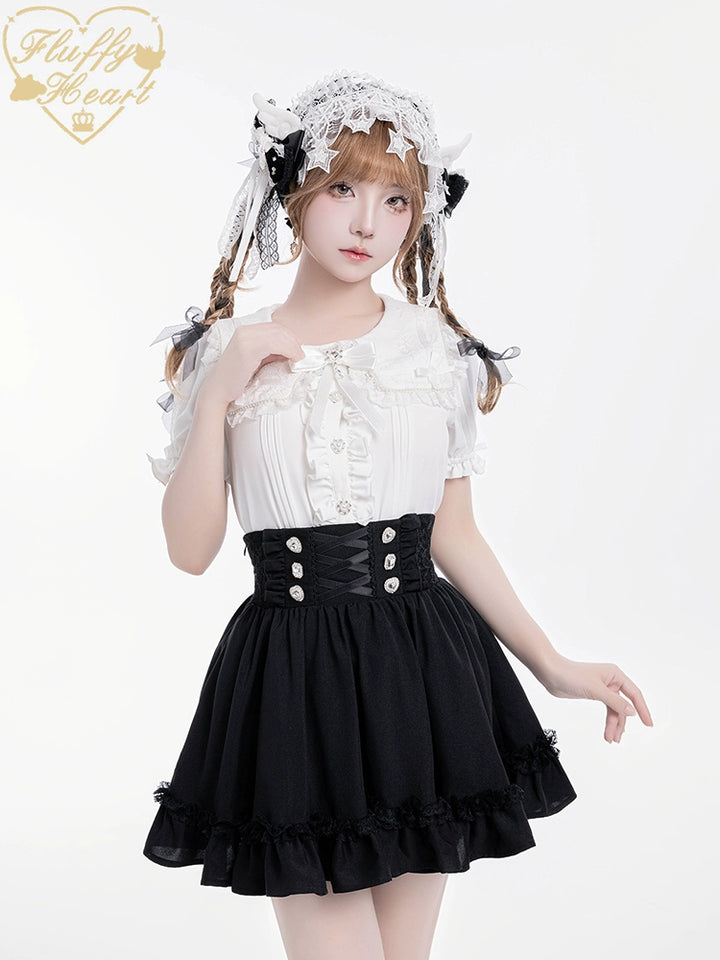 Jirai Kei Skirt Lace Waist-Cinching Skirt 38870:606598