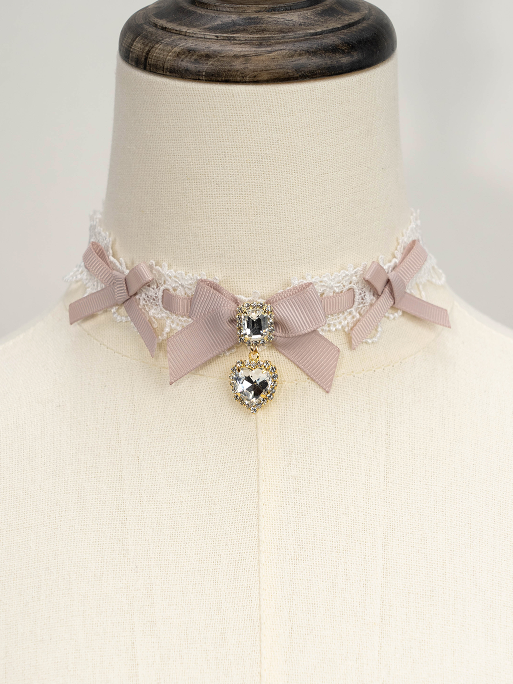 Jirai Kei Necklace Double-layered Pearl Rhinestone Choker 33806:446424