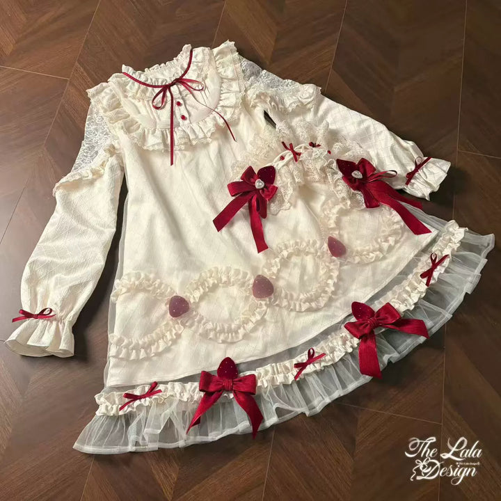 A-Line Daily Lolita OP Dress, Strawberry Accents (L M S) 44324:805670
