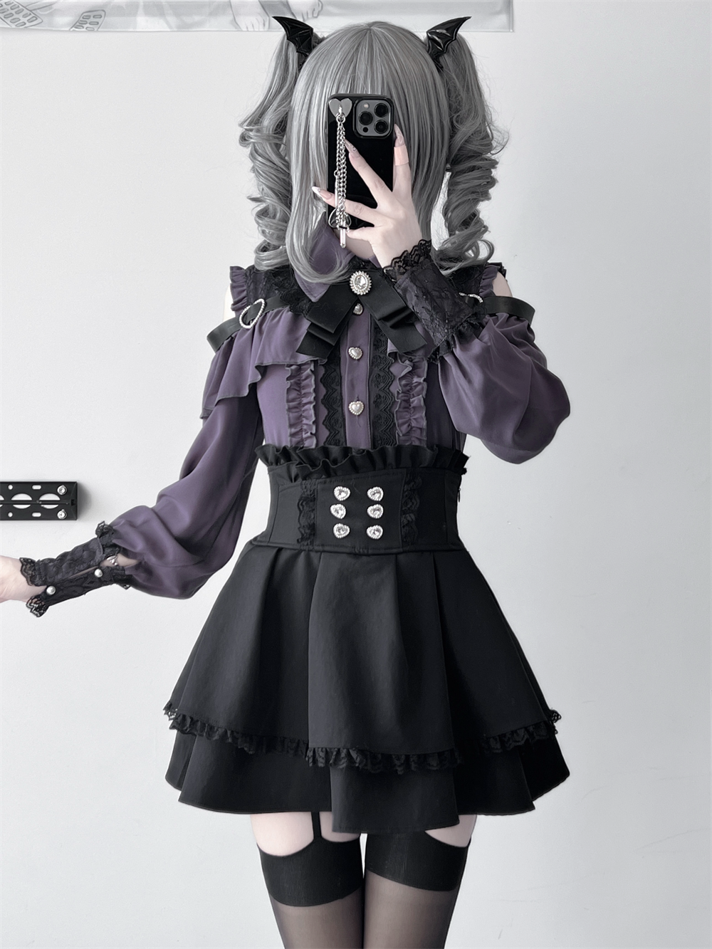 Lace-trimmed Jirai Kei Blouse, Multiple Colors 43878:788238