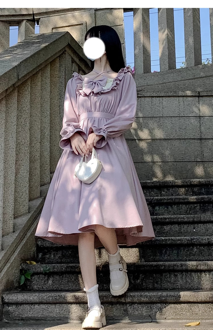 Elegant Lolita Dress Purple Lolita Dress Puff Sleeve Dress 36412:564136