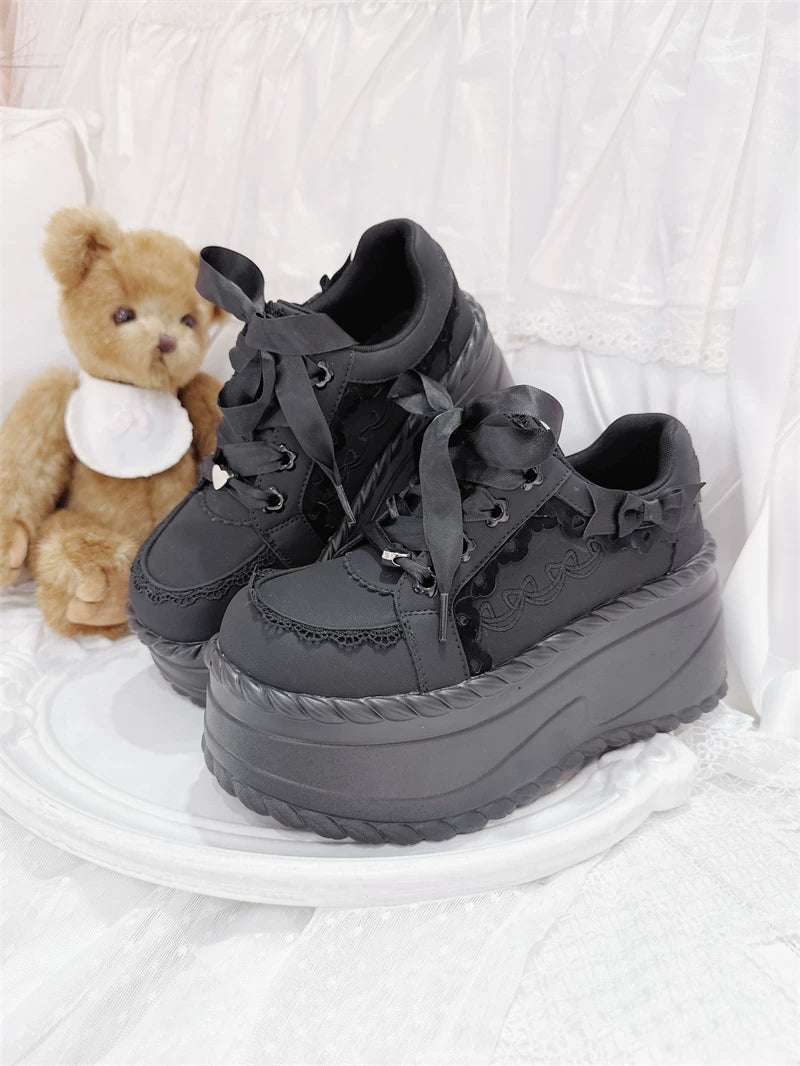 Jirai Kei Platform Shoes, Heart Details & Bows 45252:842628