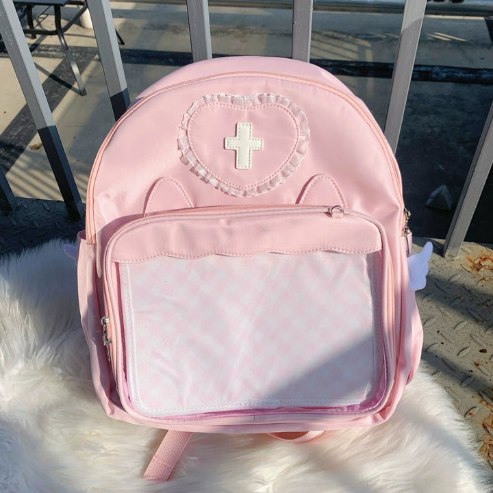 Ryousangata Itabag Backpack Dual-Shoulder Pink School Bag 38284:588656