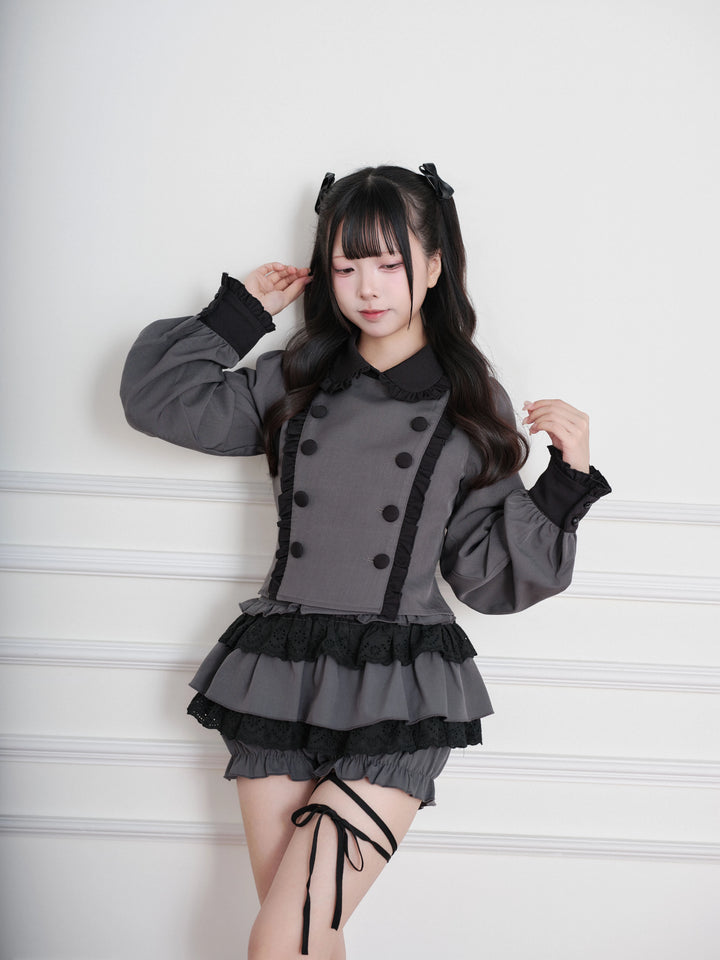 Jirai Kei Double-Breasted Top, Tiered Skort 45931:871187