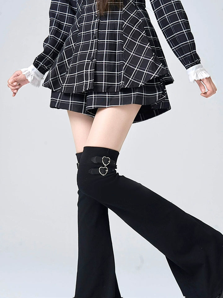 Plus Size Y2K Leg Warmers, Buckle Accent 42252:733578