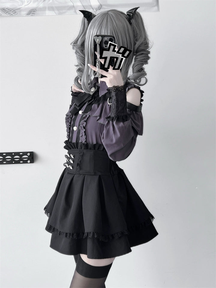 Lace-trimmed Jirai Kei Blouse, Multiple Colors 43878:788240