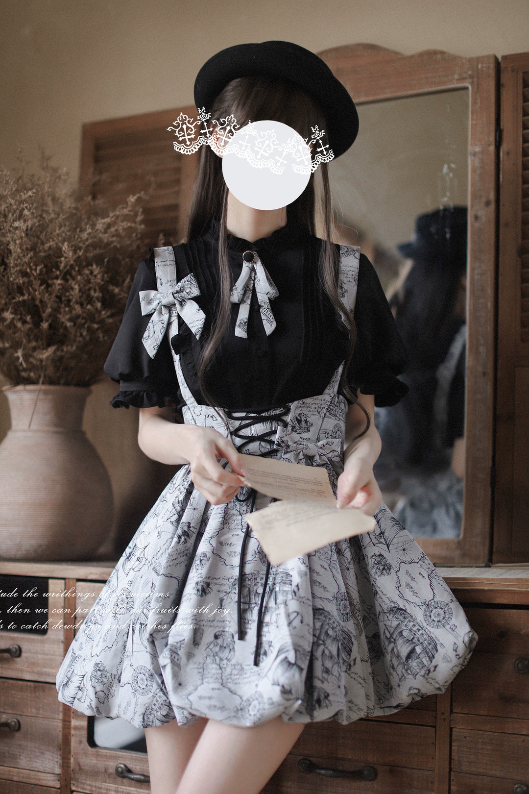 Classic Lolita Bust-supporting Bud Skirt & Solid Shirt & Bow 42921:757832