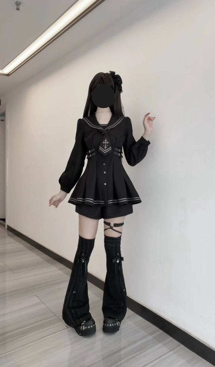 Black Sailor Collar JK Uniform, Detachable Necktie 45624:859778