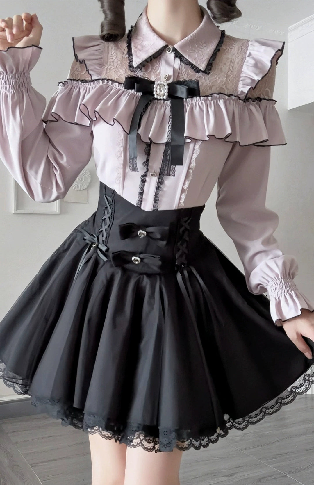 Seiso Kei Pink Blouse & Mermaid Skirt, Lace & Ruffles 45933:870760