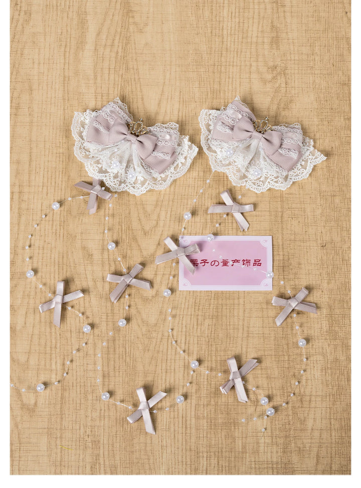 Jirai Kei Artificial Pearl Hair Clip, Rhinestone Crown 45108:837311