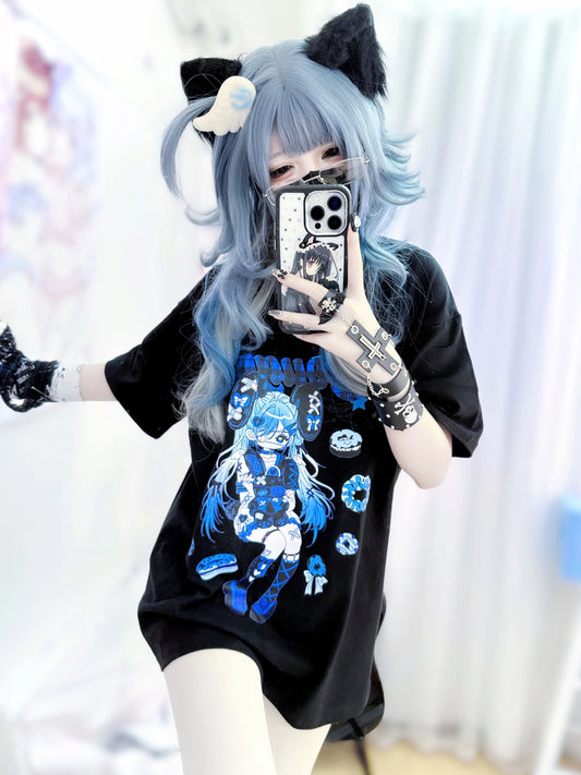 Jirai Kei T-shirt Punk Anime Print Shirt Sweet Cool Top 37574:574376