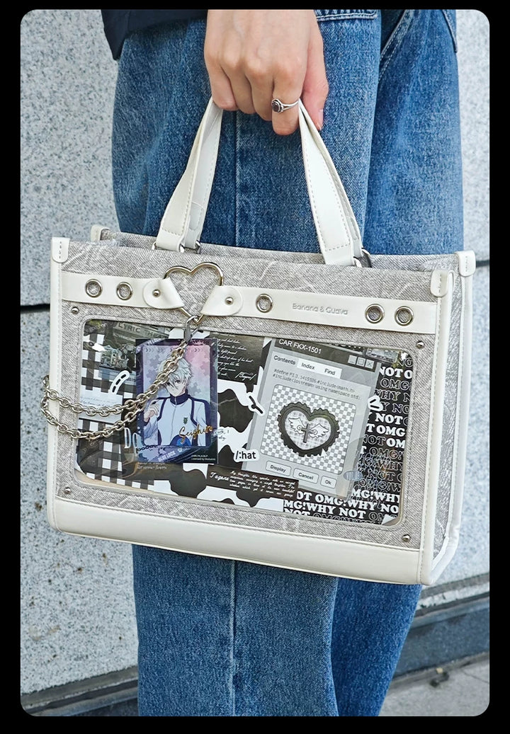 Japanese-Style Boxy Shape Ita Bag, Detachable Chain 45417:847807