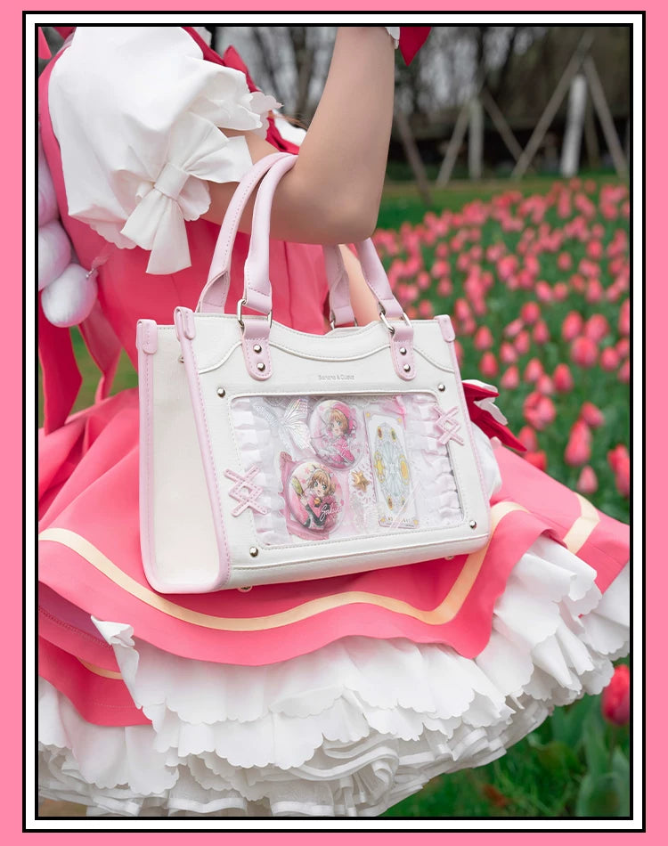 Y2K Square Shaped Ita Bag, Clear Window & Star Chain 45418:848186