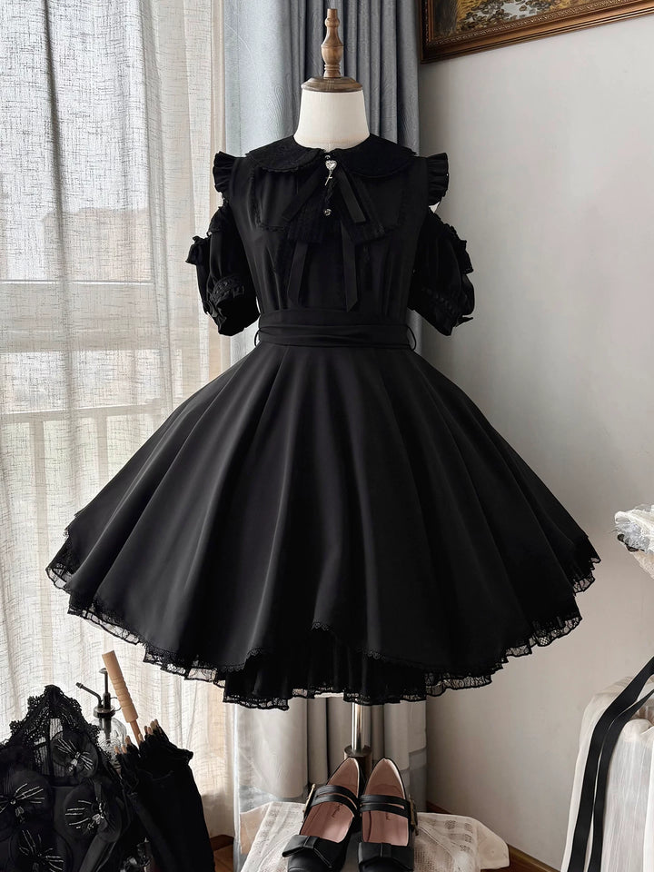 Seiso Kei Solid Lace Dress, Open Shoulder (2XL 3XL 4XL L M S XL) 45634:857919