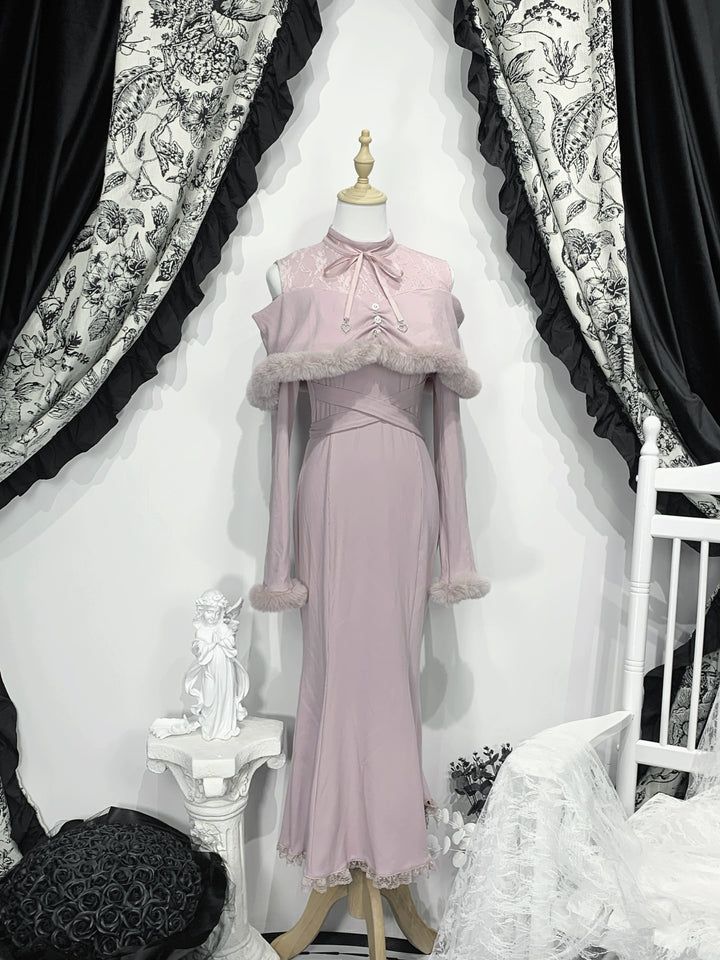 *针织长裙*虚拟天国原创设计量产型蕾服清楚系鱼尾裙日系露肩宅萌 44000:797382