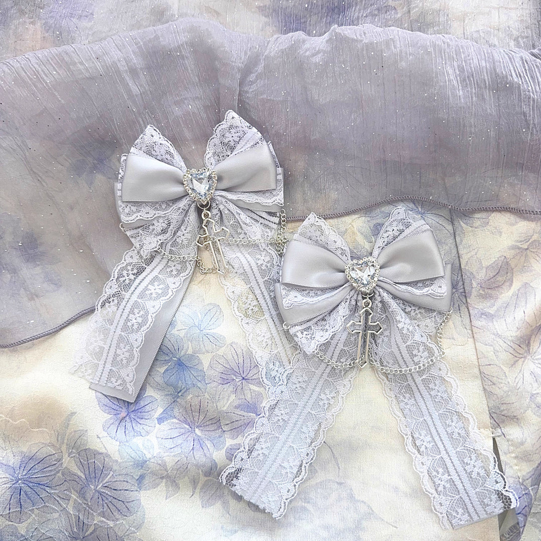 Ryousangata Lace Bow Hair Clip, Cross Pendant 45526:852303