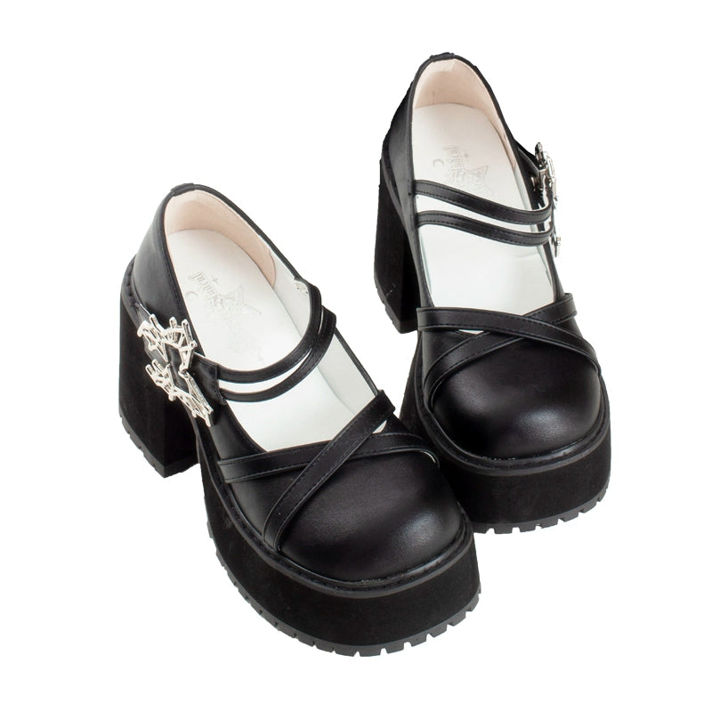 Black White Platform Shoes Mary Jane Shoes 29718:366972