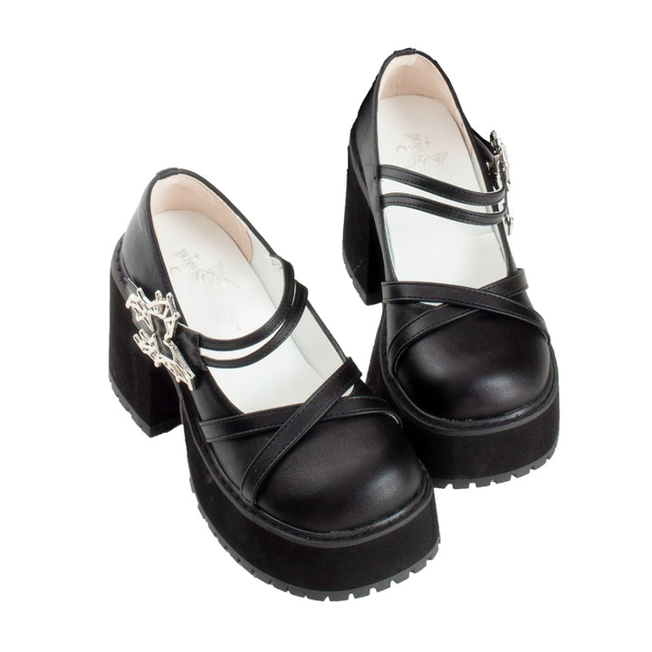 Black White Platform Shoes Mary Jane Shoes 29718:366972 29718:366972