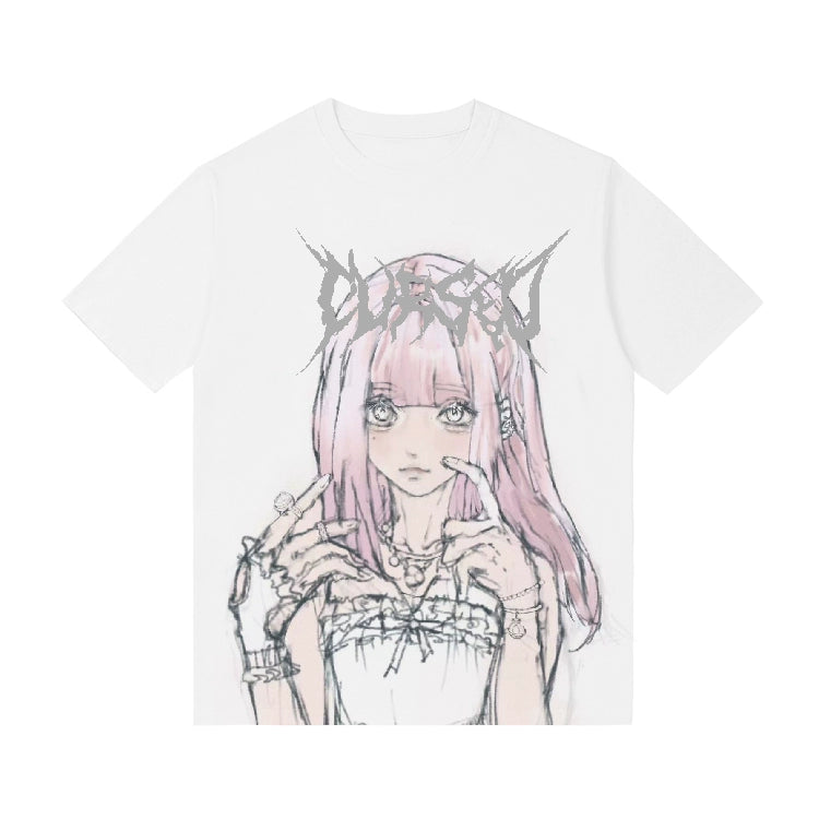 Jirai Kei Short Sleeve T-shirt Anime Print Top 37576:575354