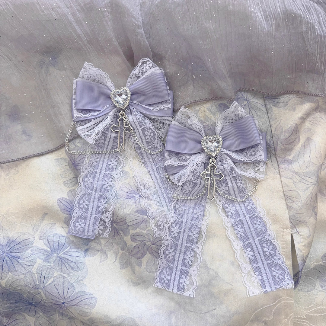 Ryousangata Lace Bow Hair Clip, Cross Pendant 45526:852302