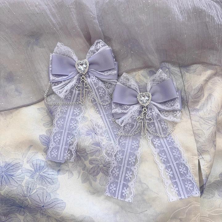 Ryousangata Lace Bow Hair Clip, Cross Pendant 45526:852302