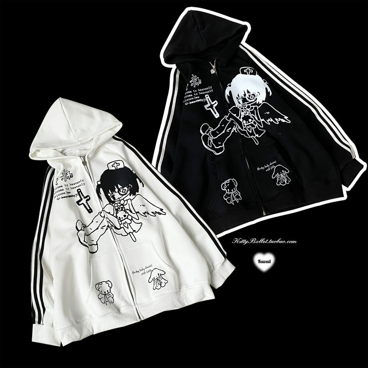 Subculture Jacket Zipper Hoodie Coat Hospital Doll Print 42073:725041