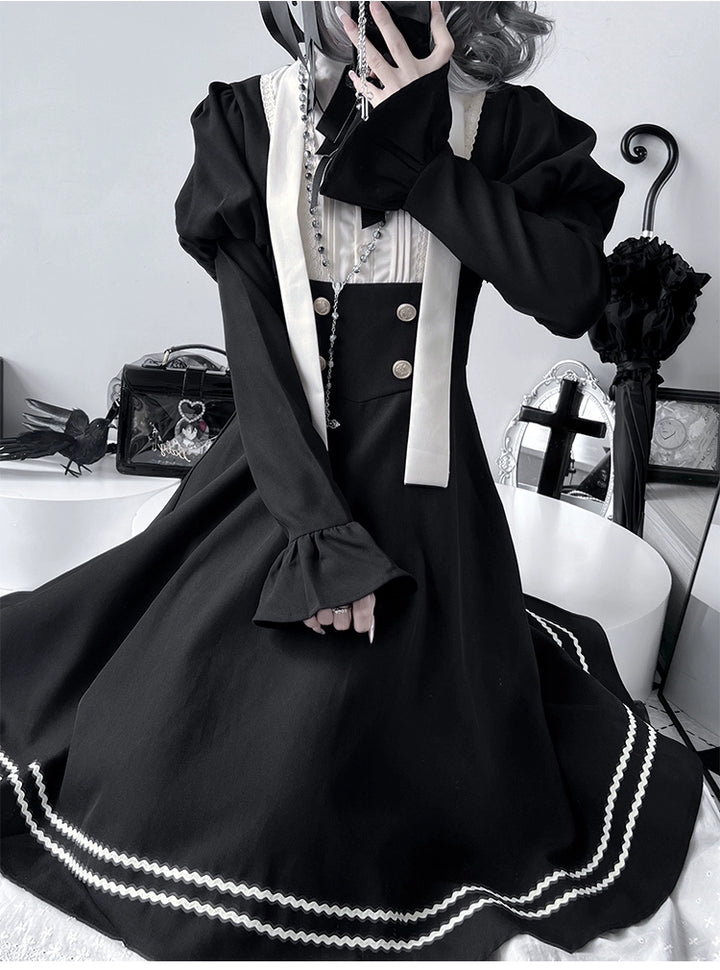 Jirai Kei Dress Halloween Nun Dress Black Dress 40334:660222