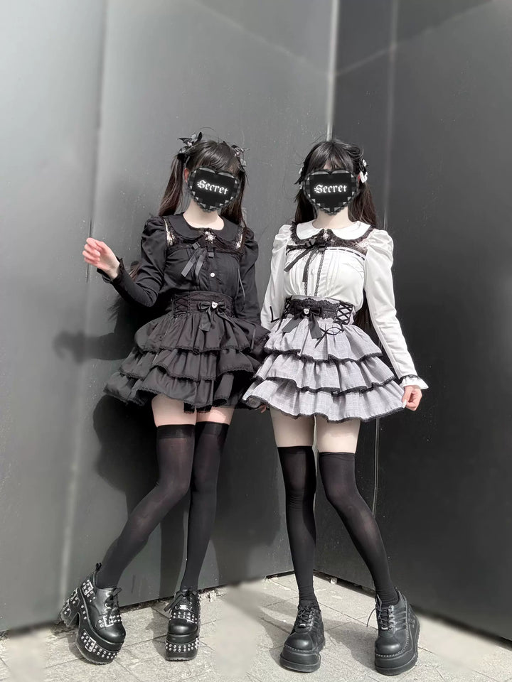 Jirai Kei Peter Pan Collar Blouse & Skirt Set 45007:834509