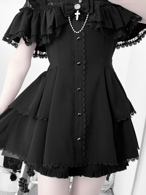 Cape Style Jirai Kei Dress, Cross Pendant 43685:782933